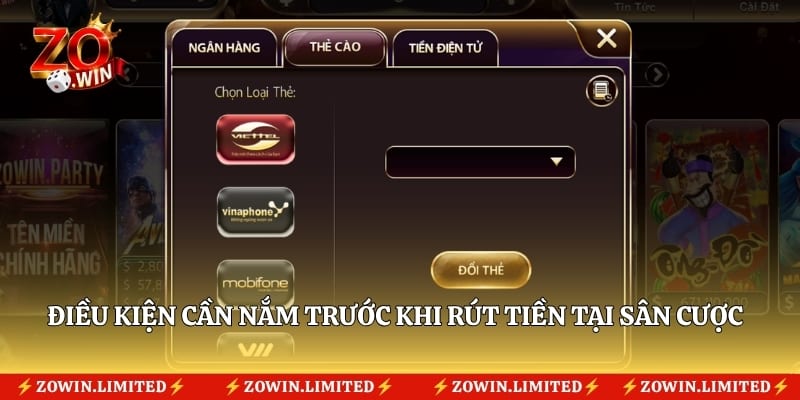 Điều kiện cần nắm trước khi rút tiền tại sân cược